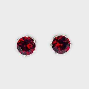 Swarovski Crystal Ruby 2 CTW Stud Post  Sterling Silver Earrings